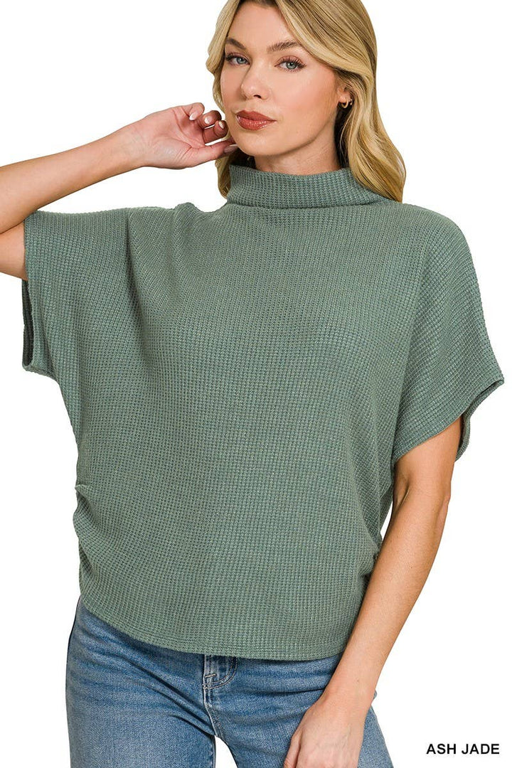 Mock Neck Sweater Side Shirred