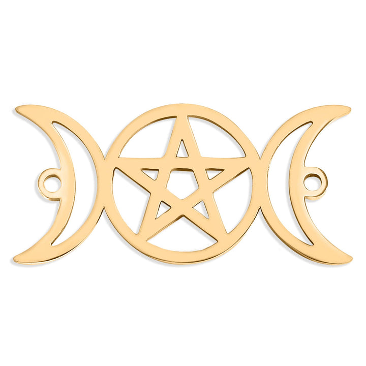 18K Gold Stainless Steel Triple Moon Goddess Connector Charm