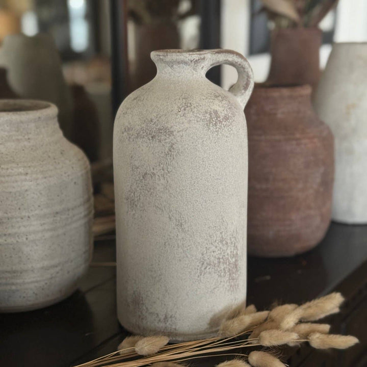 CA-5280 - Large White Single Handle Vase