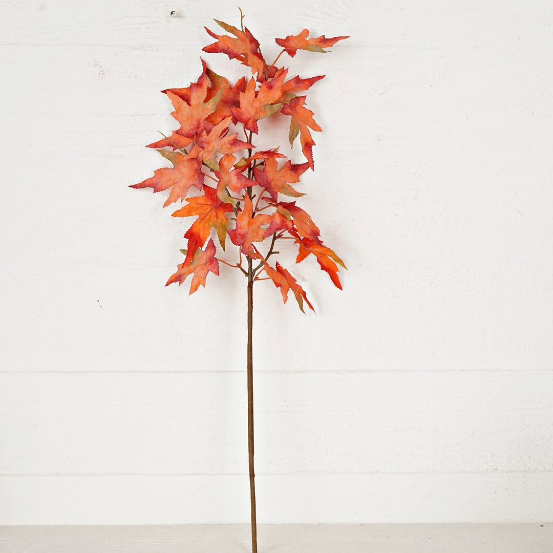 530659- 27in Spray-Flocked Maple Leaves-Orange