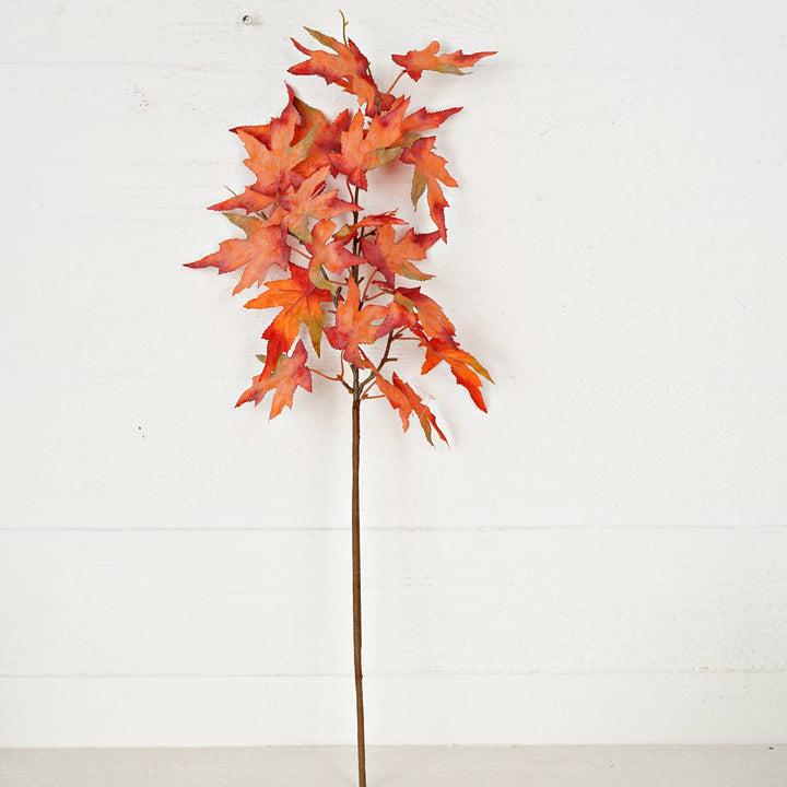 530659- 27in Spray-Flocked Maple Leaves-Orange