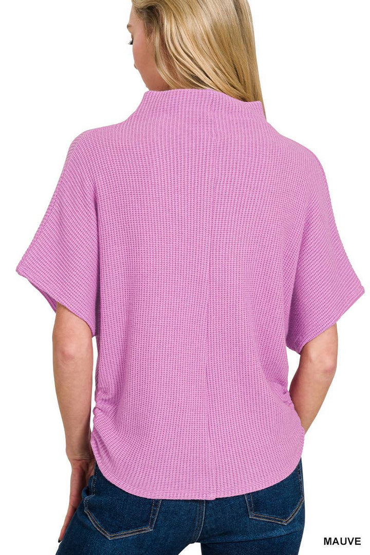 Mock Neck Sweater Side Shirred