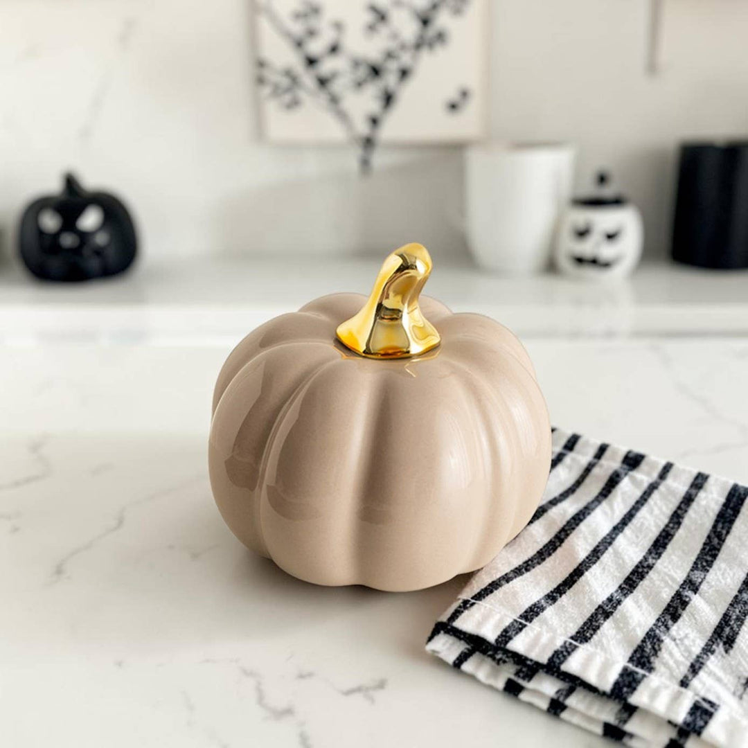 Neutral Autumn Home Decor, Pastel Fall Mini Pumpkins Ceramic