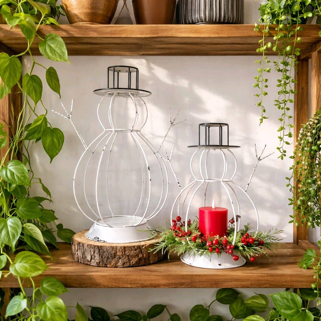 Snowman Lanterns Set Of 2