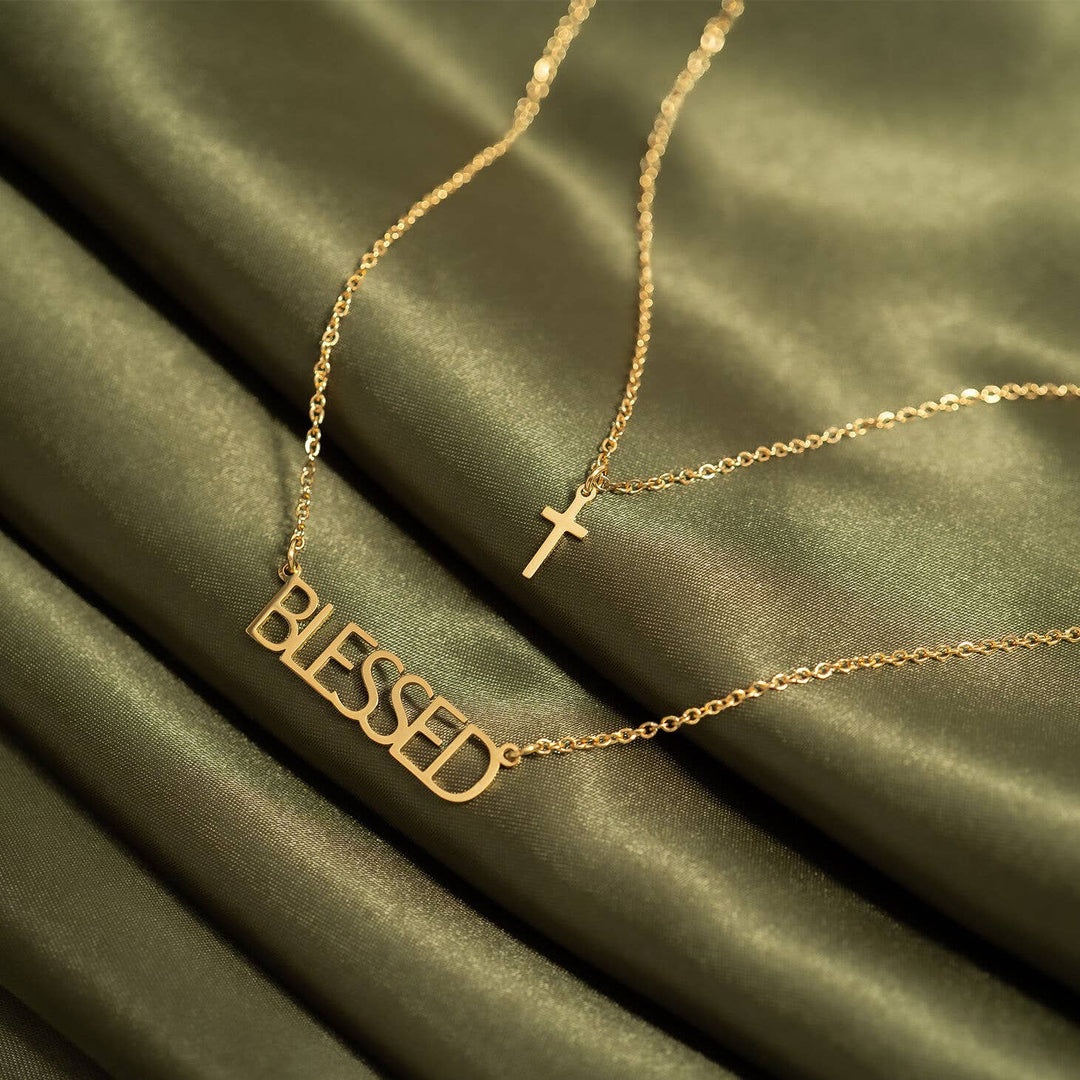 Stainless Steel "Blessed" Layered Cross Necklace