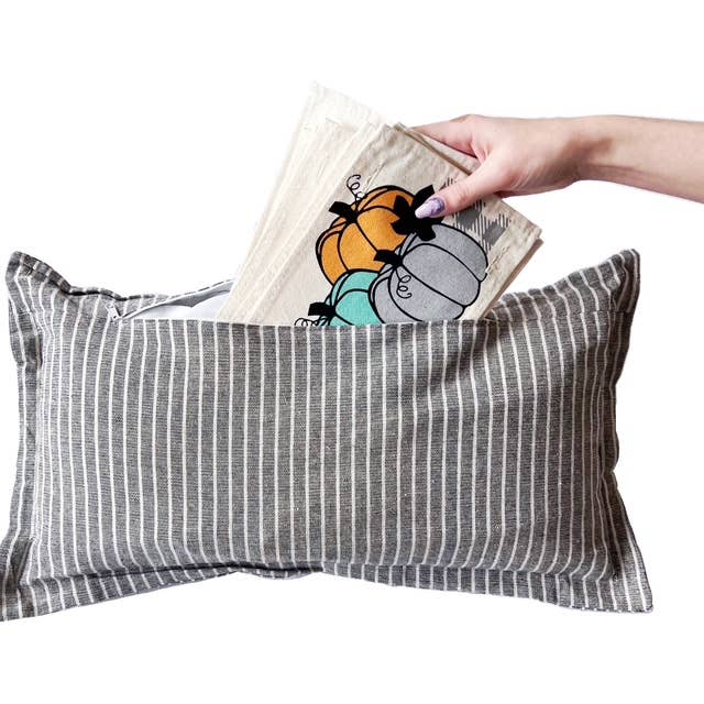 CHARCOAL/CREAM STRIPES:  PILLOW ONLY (with insert)