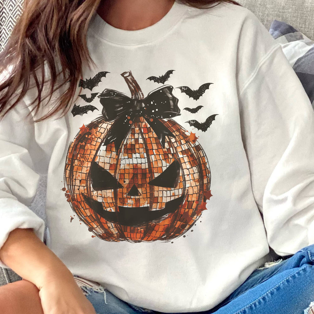 Disco Halloween Pumpkin Jack-o-lantern Graphic Sweatshirt