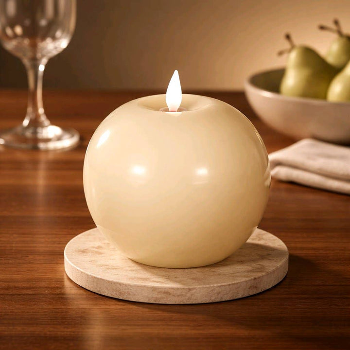 Rustic Cream Round Ball Moving Flame 4.7x4.3in