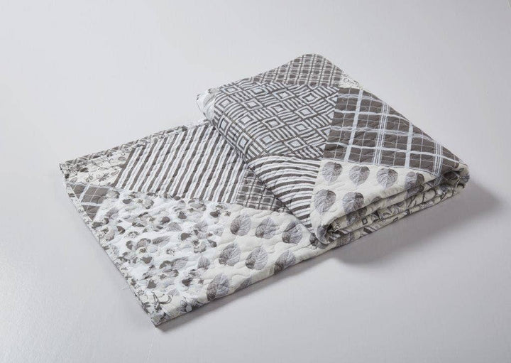 Charming Grays Patchwork Quilted Throw