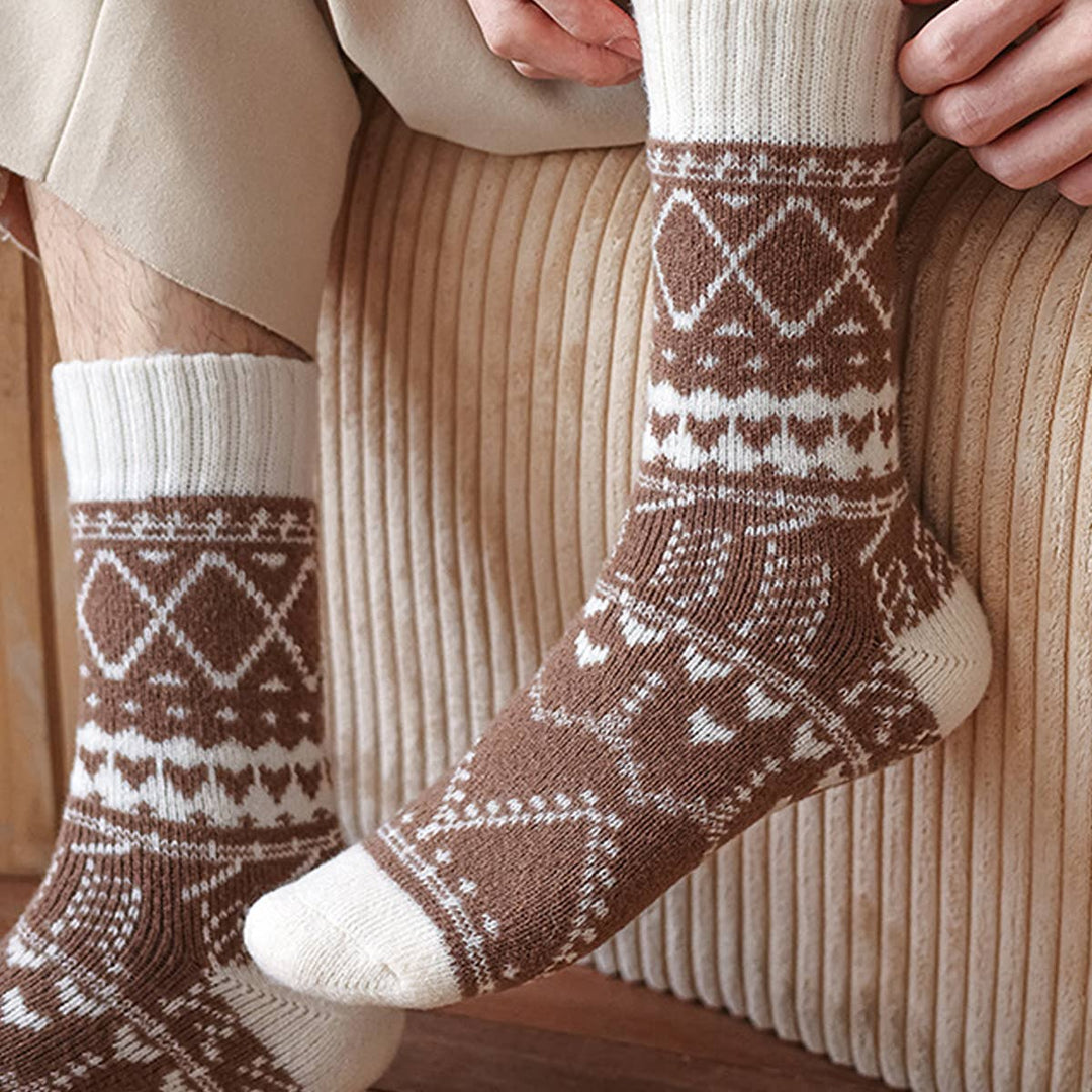 Extra Thick Wool Fair Isle Slouchy Socks_CWMS03217