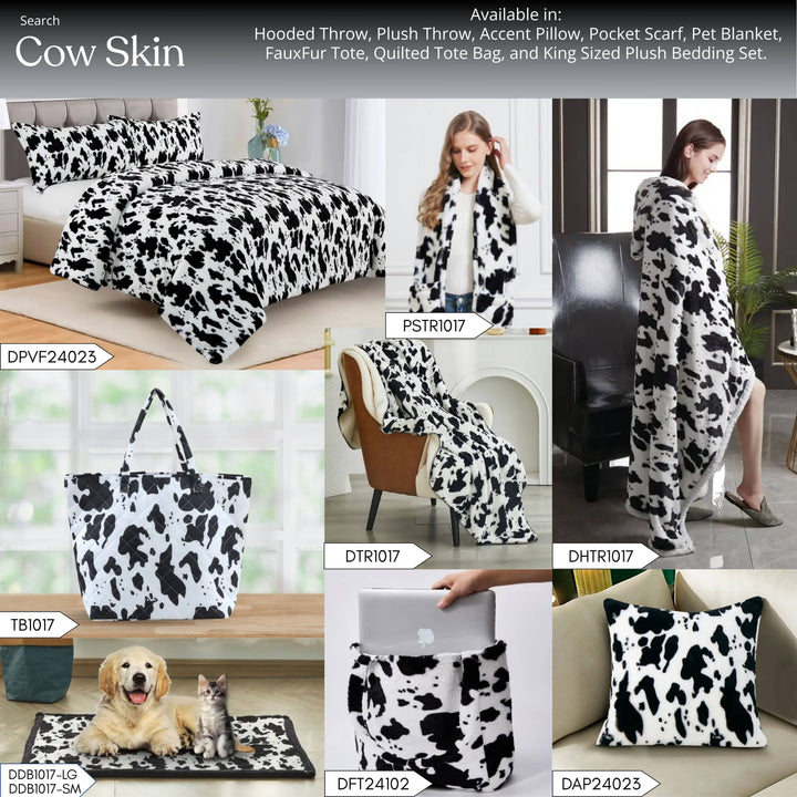Cow Print Faux Fur Tote Bag