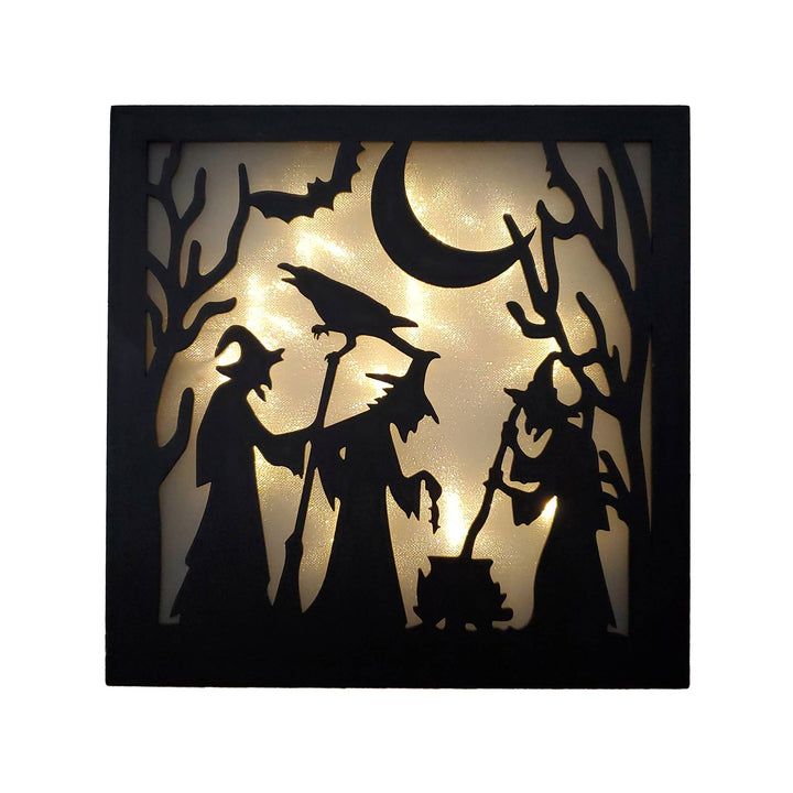 Battery-Operated Lighted Wall Art - Witch&