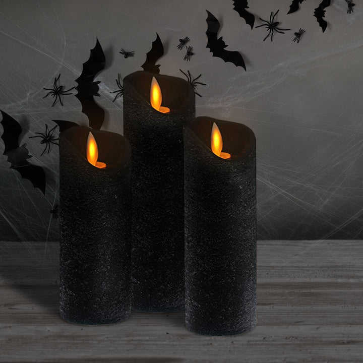 Battery Operated LED Wax Candles with Moving Flame - Black