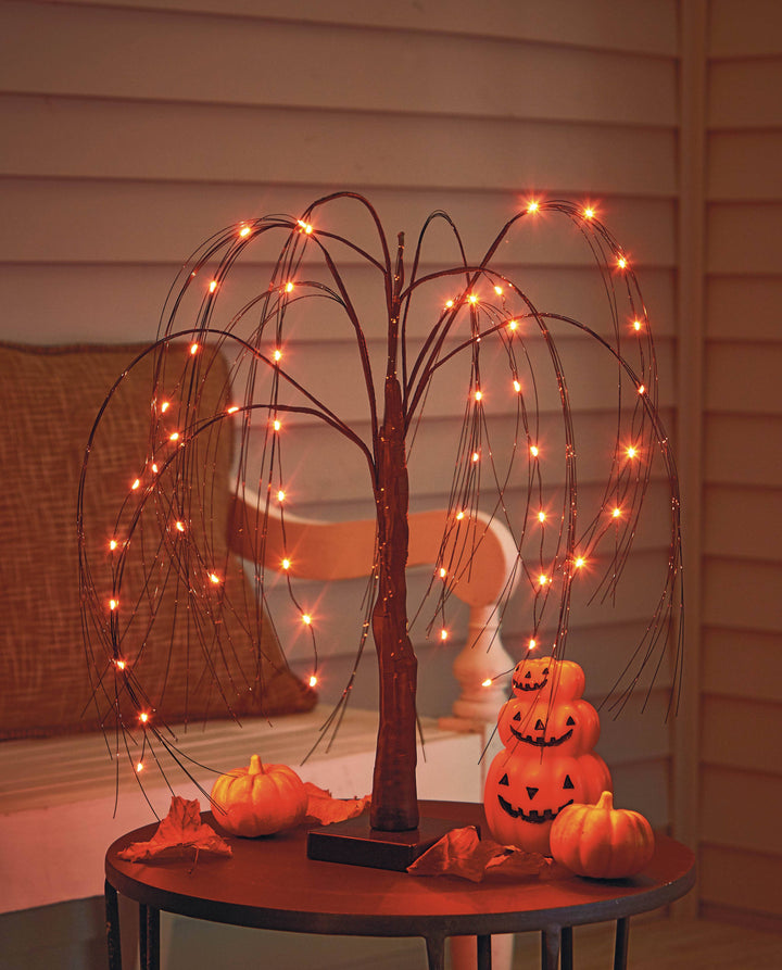 Spooky Weeping Willow Led Tree Black Plastic Halloween