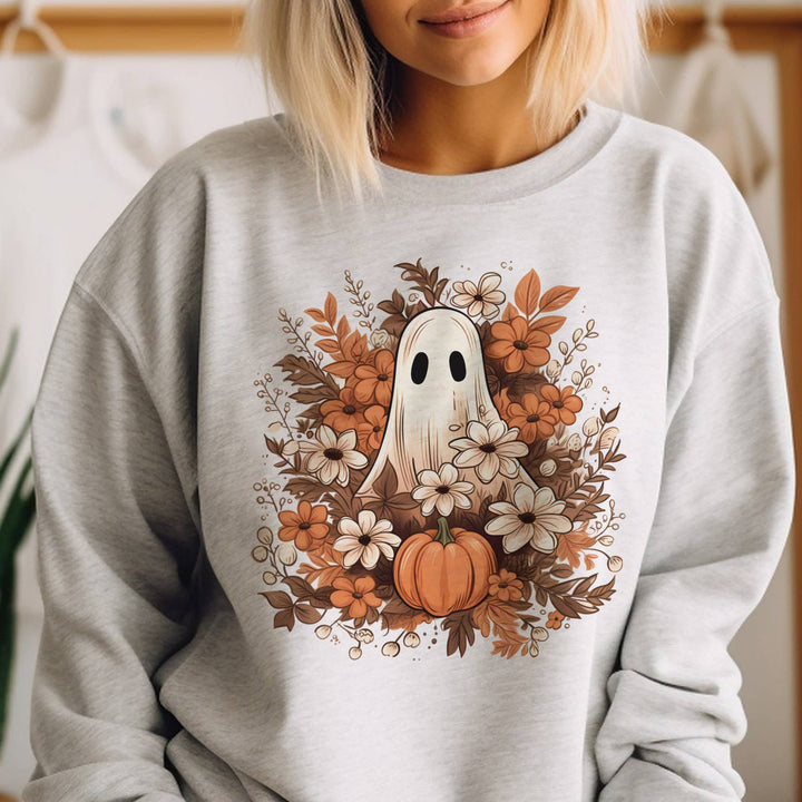 Fall Floral Halloween Ghost Cute Floral Graphic Sweatshirt