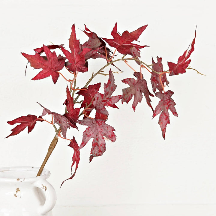 530657- 27in Spray-Flocked Maple Leaves-Burgundy