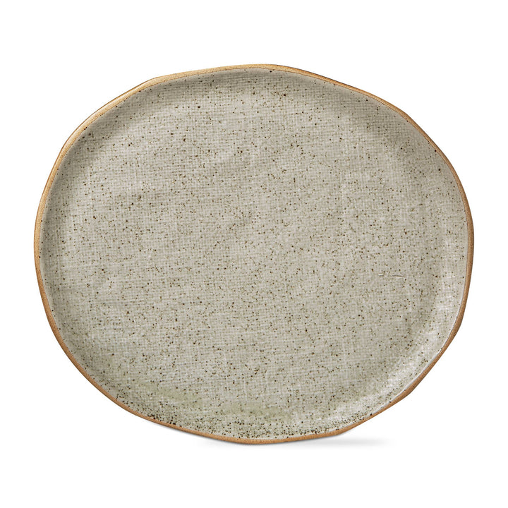 Speckle Texture Glaze Platter Taupe Porcelain Christmas