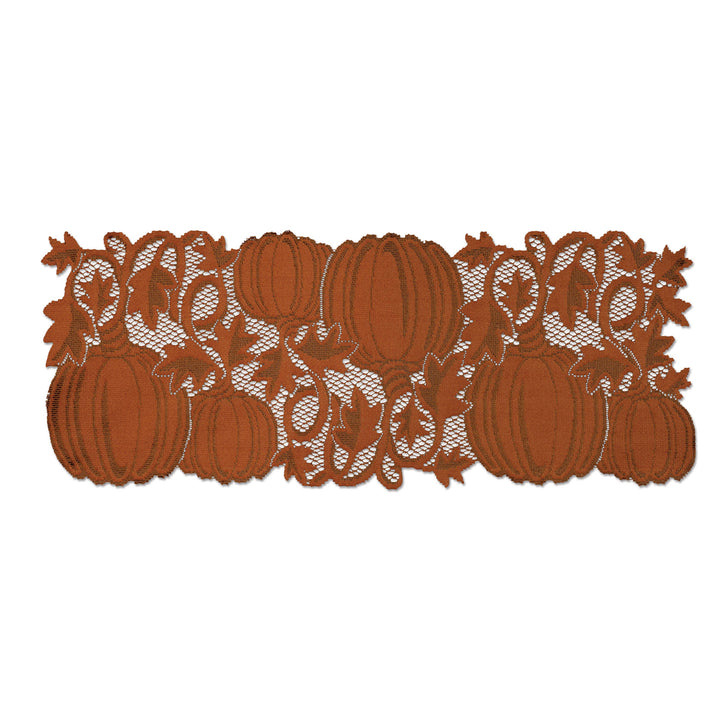 Pumpkin Vine 14x36 Orange Lace Table Runner