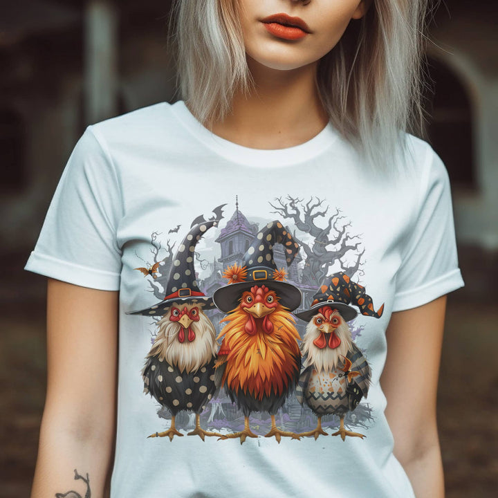 Halloween Chicken Witches Farm Halloween Graphic Tee
