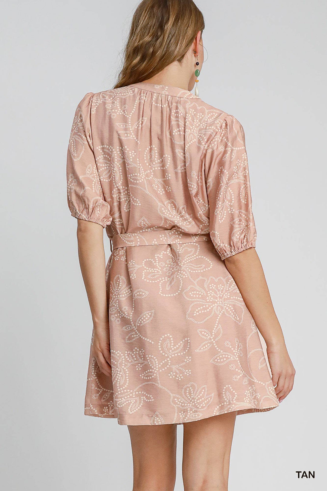 Floral Print Half Button Down Mini Dress