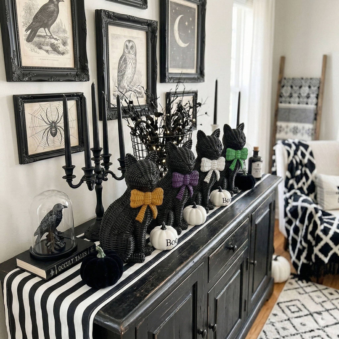 Spooky Shelf Accent Cute Farmhouse Halloween Black Cat Decor