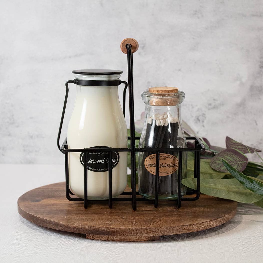 Candle &amp; Matchstick Metal Holder by Milkhouse Candle Co