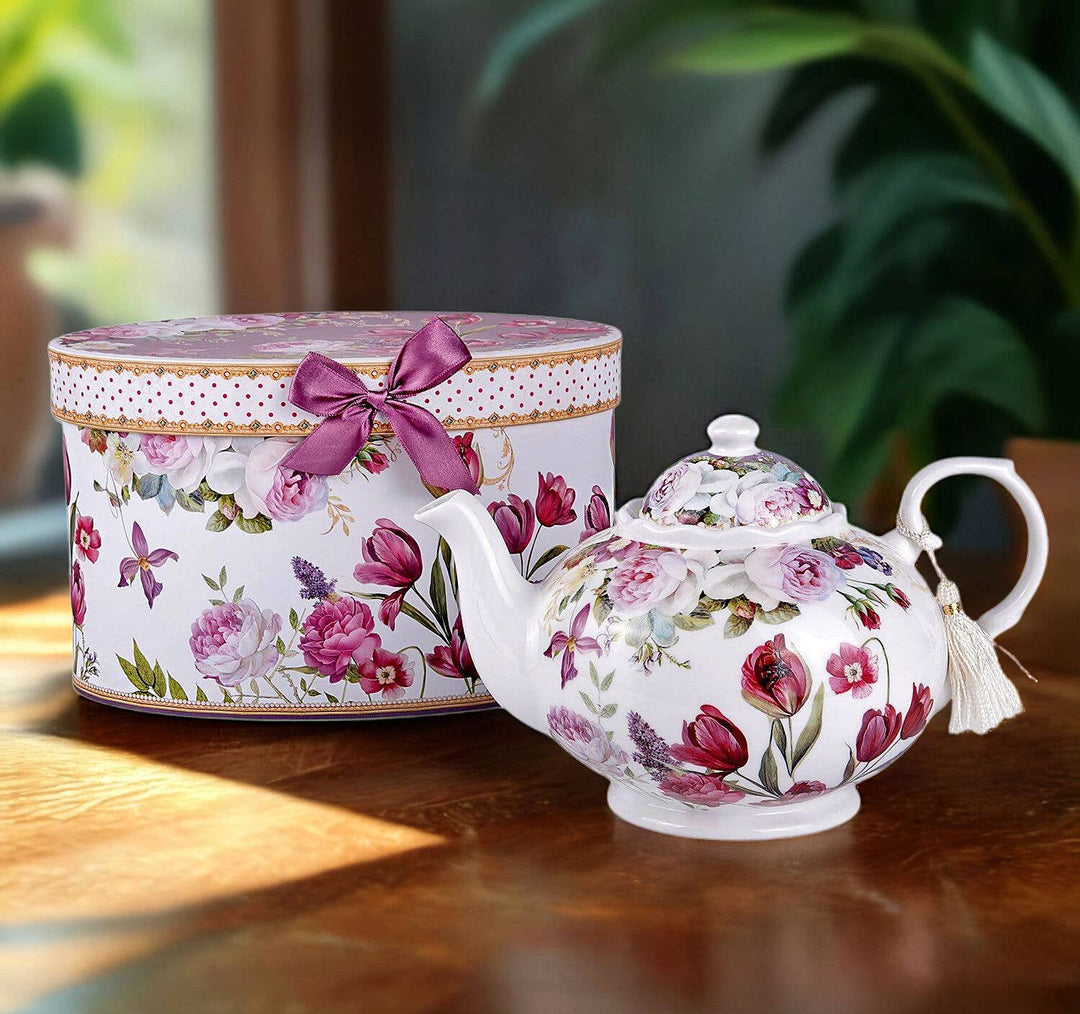 Tulips Porcelain Teapot in Gift Box