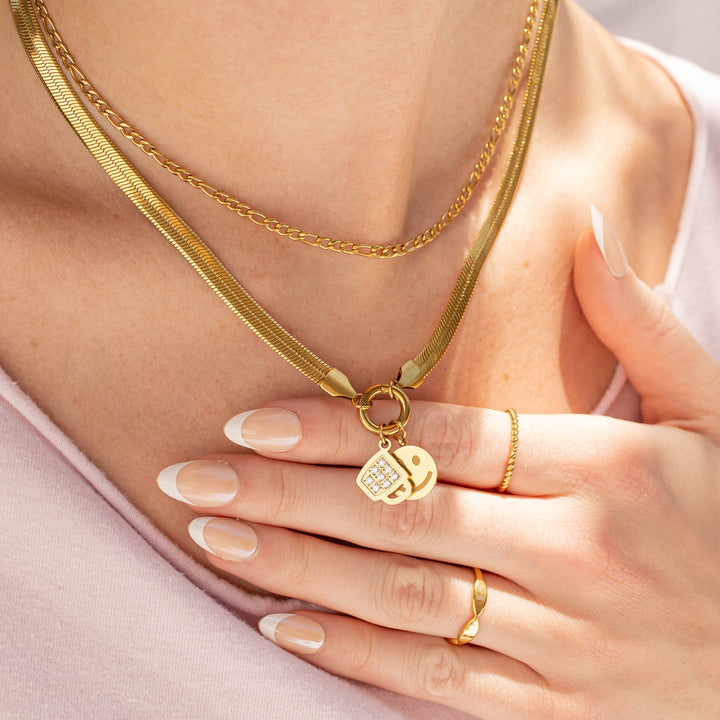 18K Gold PVD Stainless Steel CZ Coffee Cup Charm