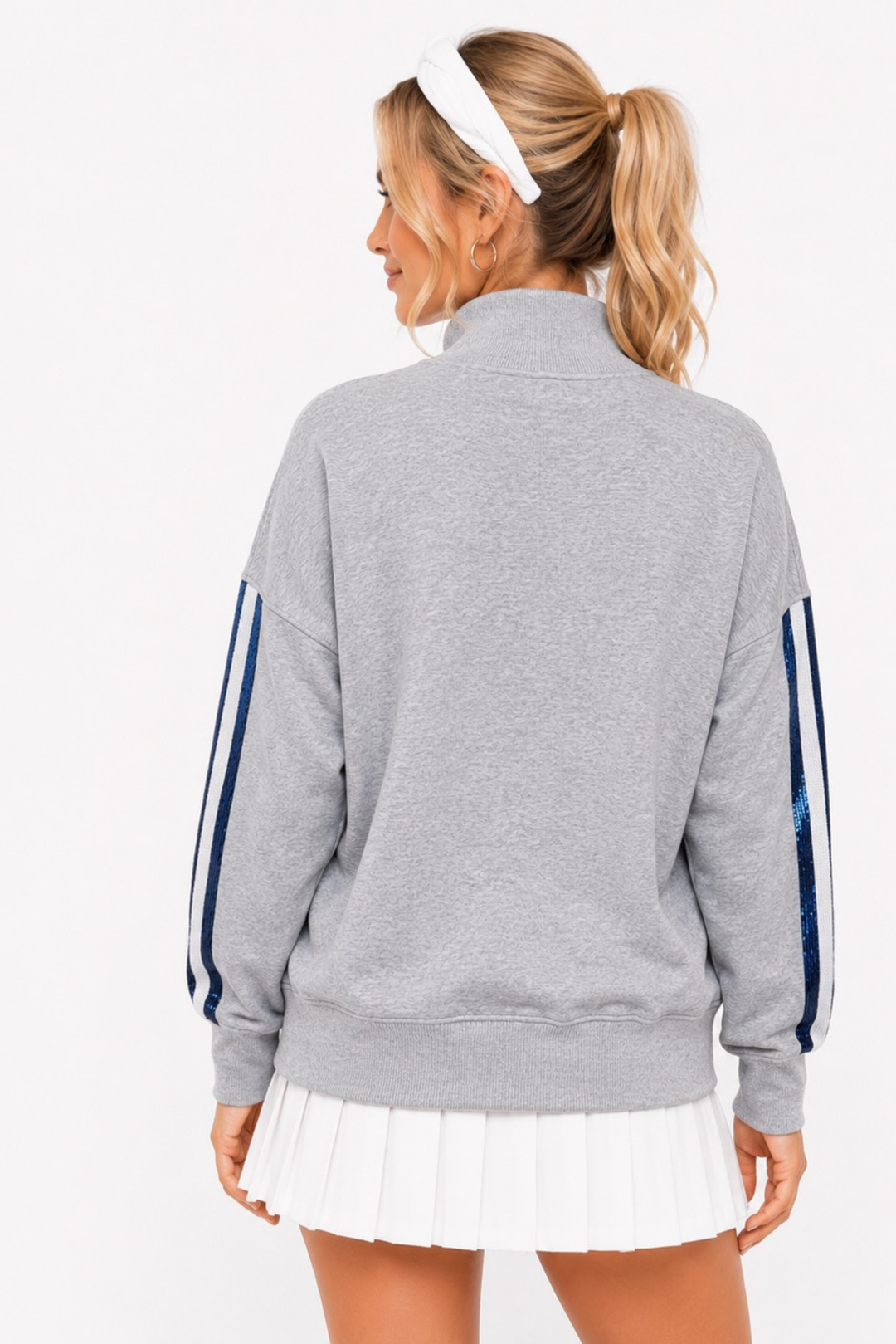 Penn State Mock Neck Sequin Stripe Sweatshirt