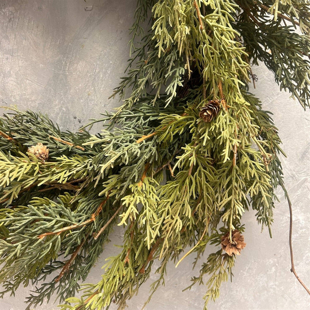Real Touch Cypress Wreath w/ Mini Cones 24"