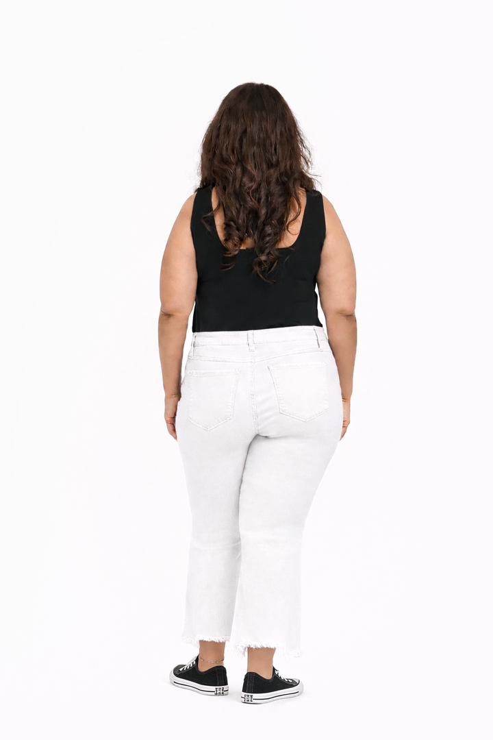 27" Plus-Size Luxe Demi Boot w/ Sharkbite Hem in White