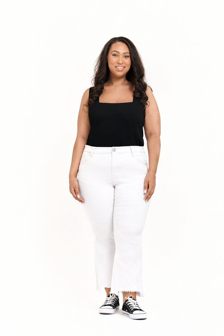 27" Plus-Size Luxe Demi Boot w/ Sharkbite Hem in White