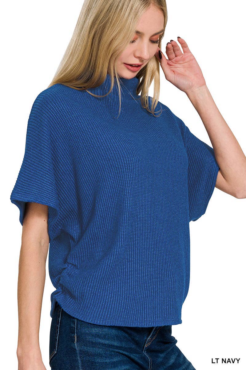 Mock Neck Sweater Side Shirred