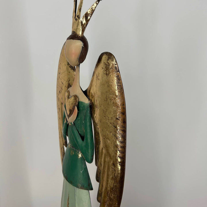 Serene Metal Angel w/ Heart 30.75"