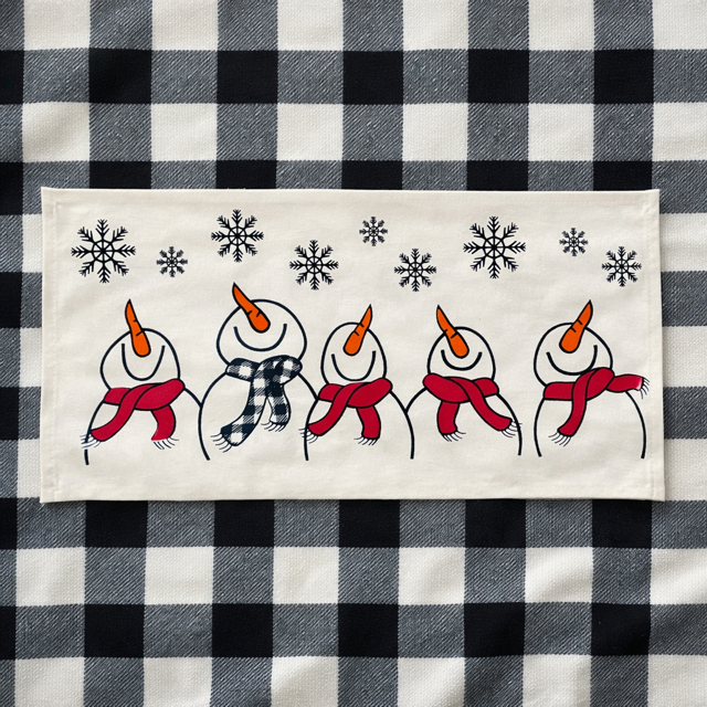 PANEL ONLY: Winter SNOWMAN SCARVES