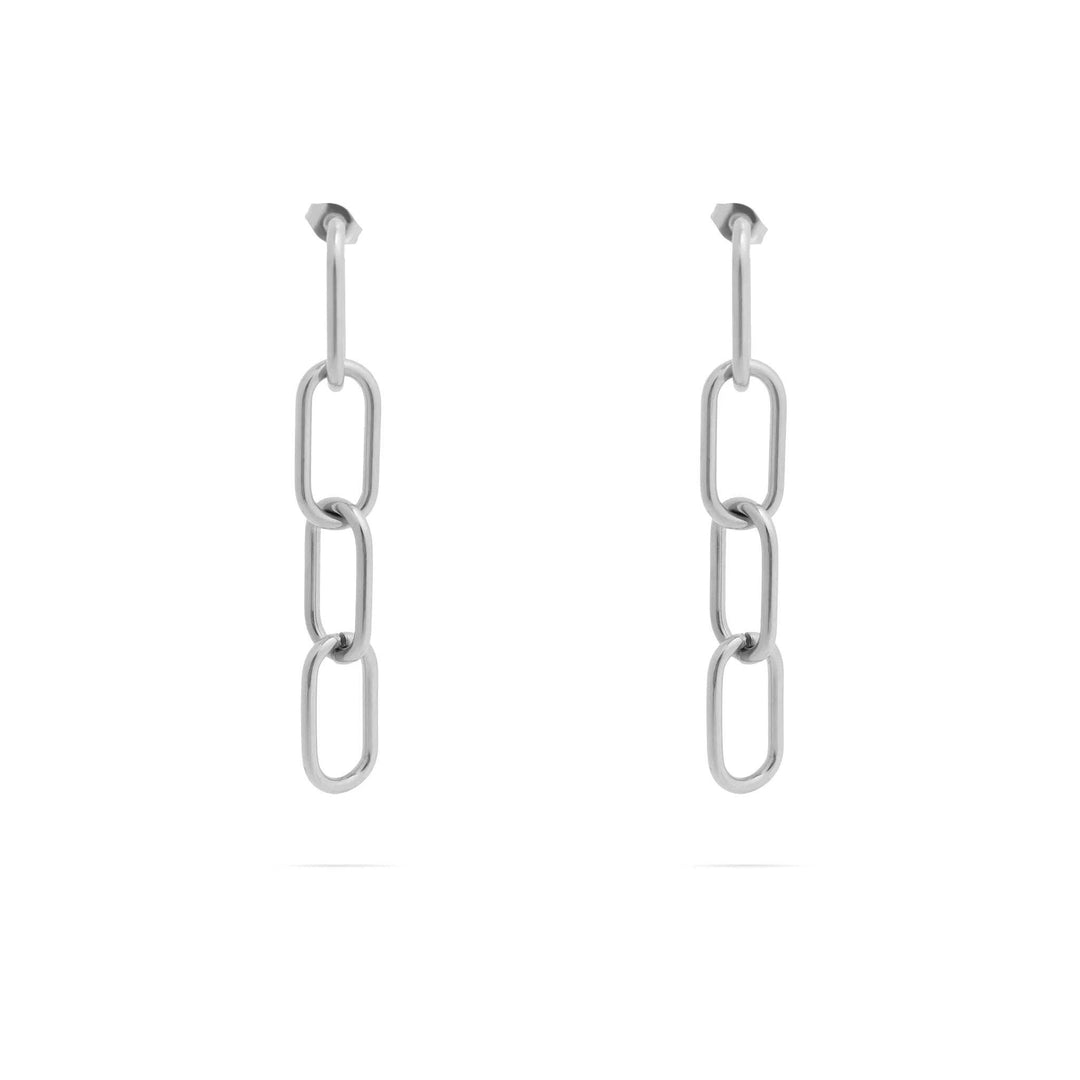 18K Gold PVD Stainless Steel Dangle Paperclip Stud Earrings