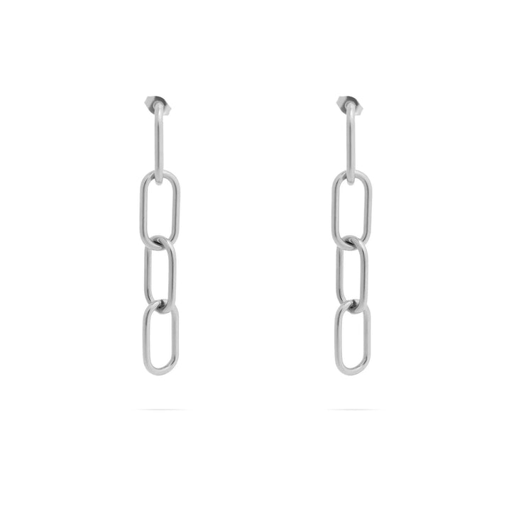18K Gold PVD Stainless Steel Dangle Paperclip Stud Earrings
