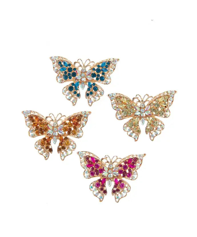 2.95" Metalal/Gemstone Buttrfly Ornament 4 Assorted