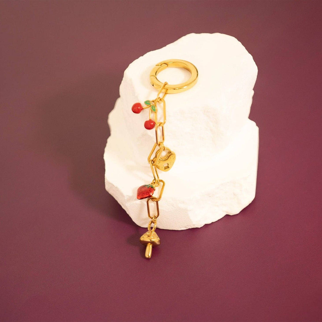 18K Gold PVD Stainless Steel Strawberry Fruit Charm
