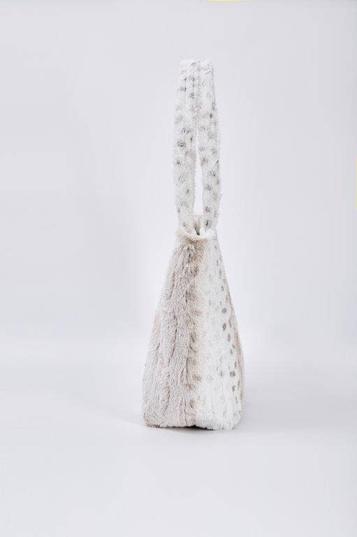White Leopard Grey Stripe Fur Tote Bag