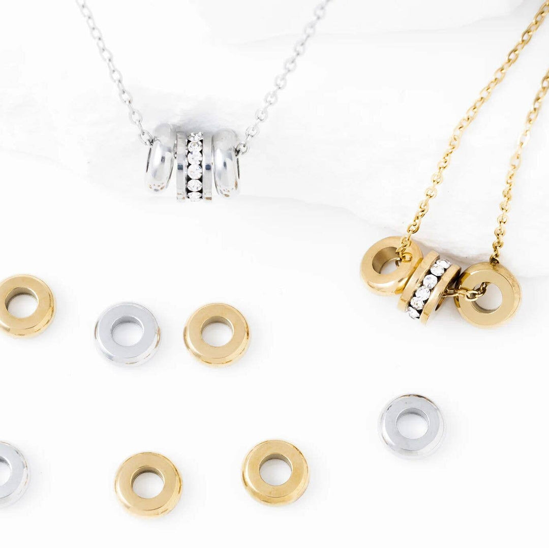 18K Gold PVD Stainless Steel Rounded Spacer Bead