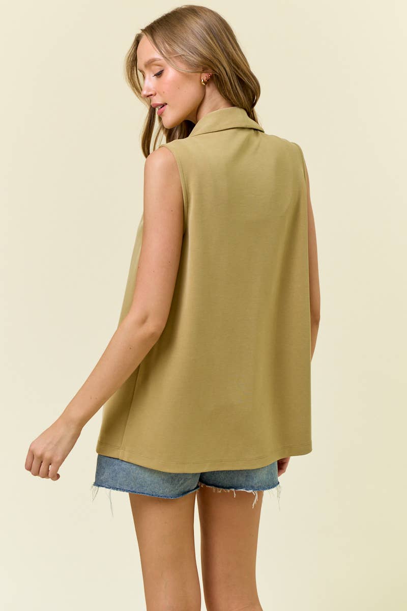 SHAWL NECK OPEN FRONT KNIT VEST BLAZER - 10737J