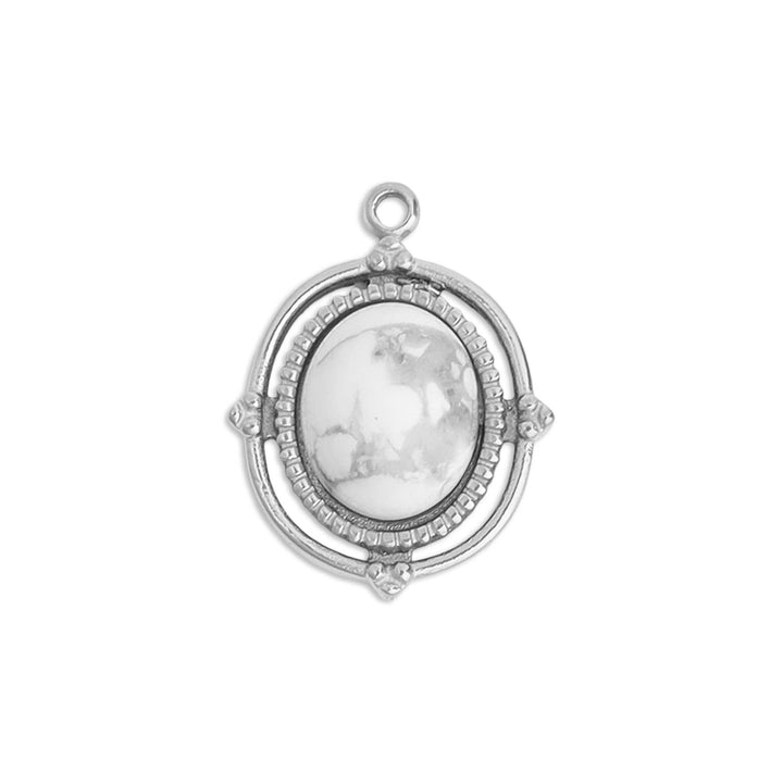 Gold Stainless Steel Roped Frame Oval Semi Precious Charm