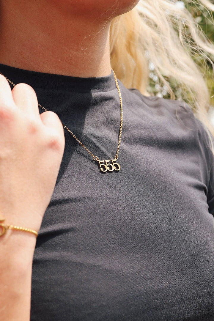 18K Gold PVD Stainless Steel Angel Number Necklace