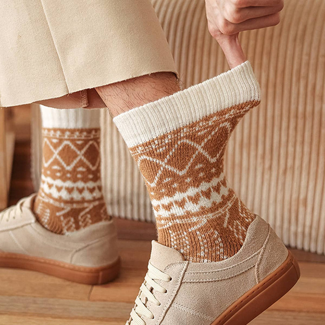 Extra Thick Wool Fair Isle Slouchy Socks_CWMS03217