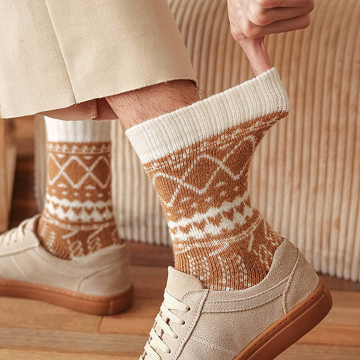 Extra Thick Wool Fair Isle Slouchy Socks_CWMS03217