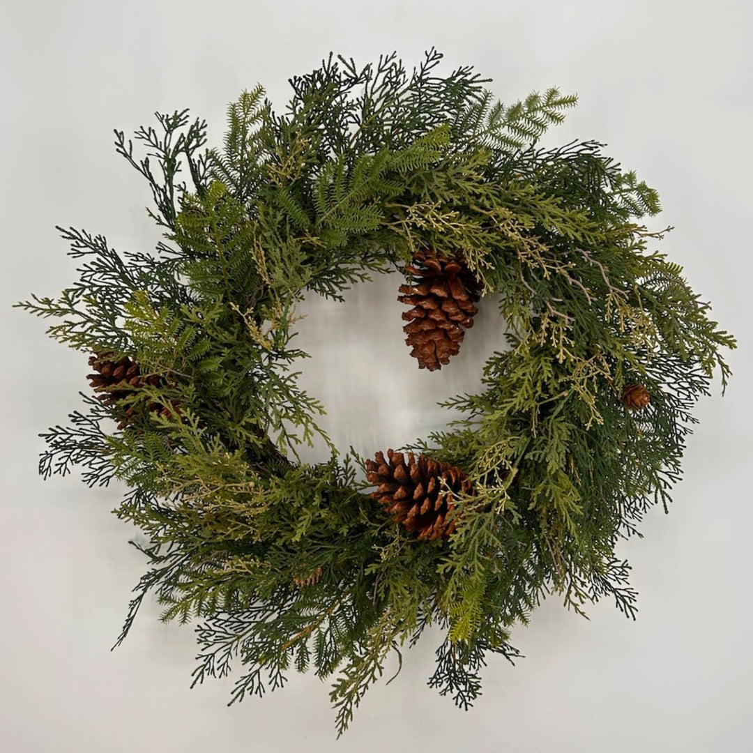 Real Touch Mixed Cedar Wreath 27" | Luxury Christmas