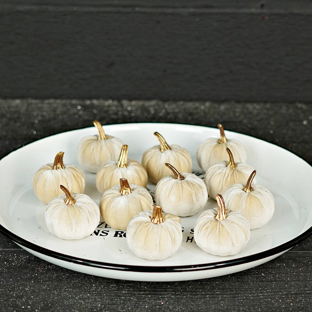 31343-Bag of 6 Champagne velvet 2-inch pumpkins