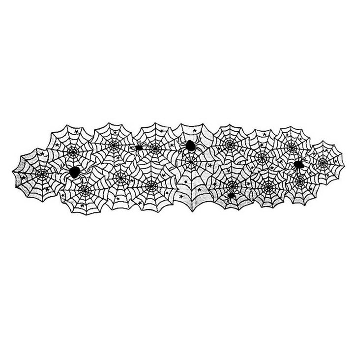 HALLOWEEN BLACK HORROR SPIDER WEB TABLE RUNNER_CWMM1724