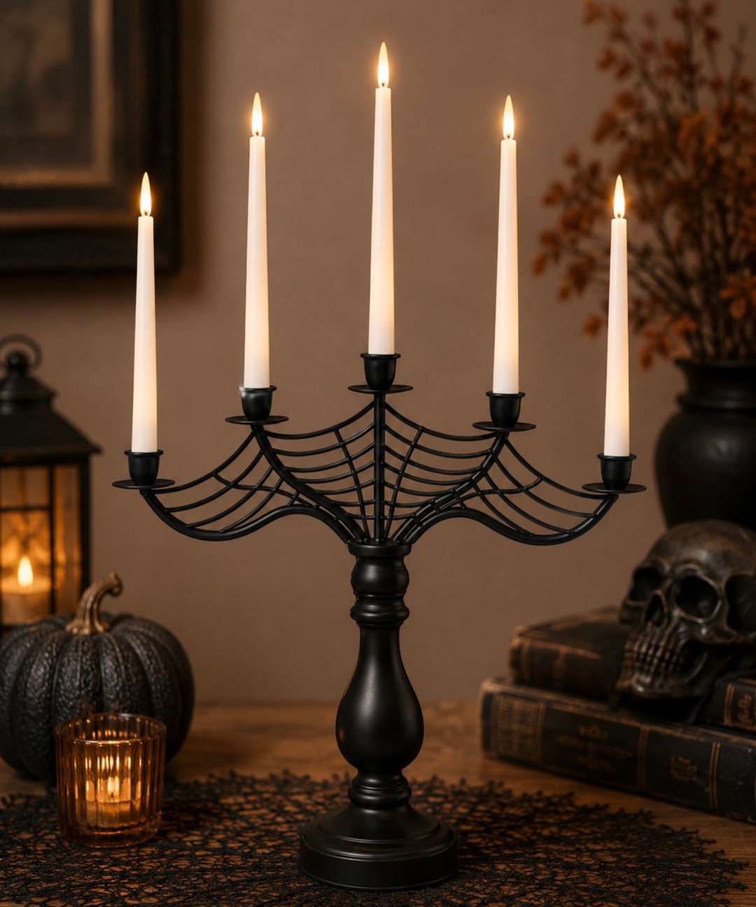 Spider Web LED Lighted Candleabra